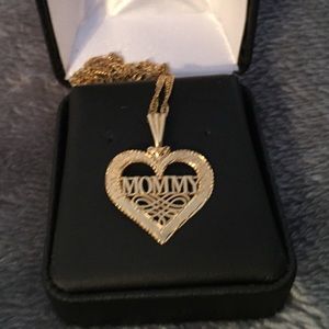 14K Mommy Charm & Necklace Set Perfect Condition